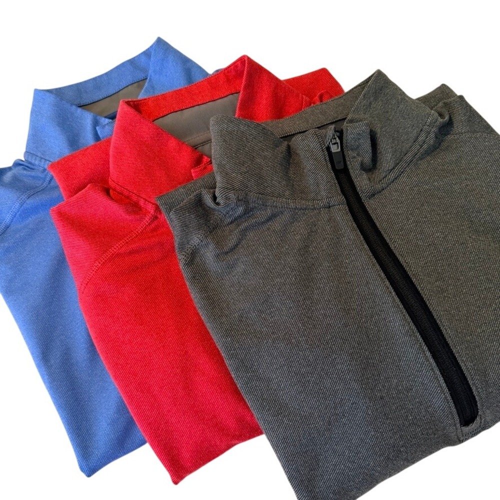 Lot of 3 Vineyard Vines Performance 1/4 Zip Pullovers Mens L Blue Red Grey
